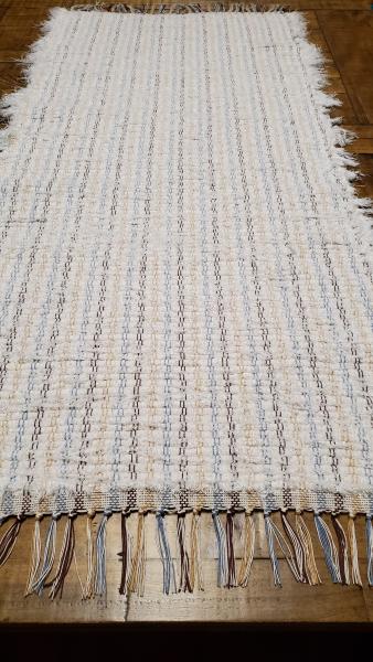 #B326 White handwoven heavy duty material floor rug/runner picture