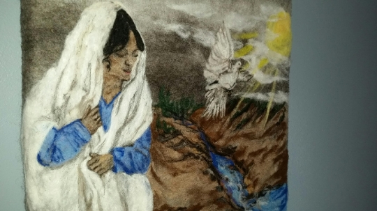 "Redeemed" Needle Felt Artwork, intricate felted artpiece from our own alpaca and sheeps wool picture