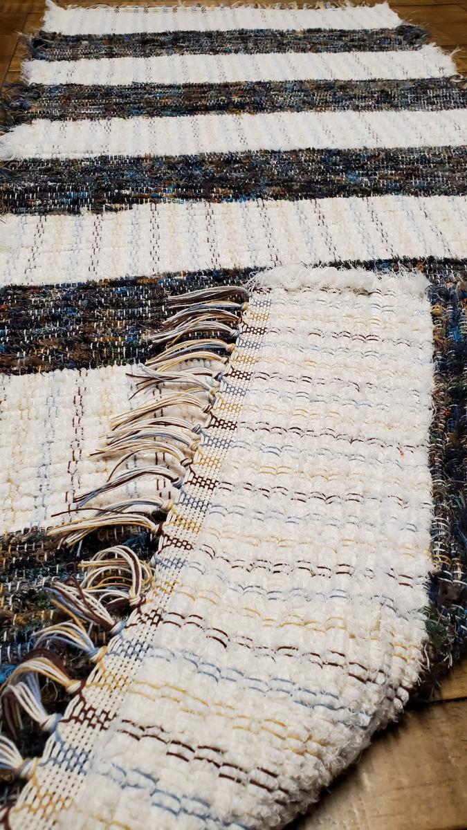 Handwoven white with Khaki colored floor runner/rug #B328 picture