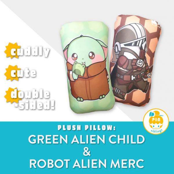 Baby Yoda x Mandalorian Plush Pillow picture