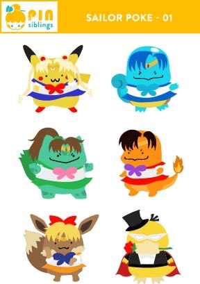 Pokemon x Sailor Moon Mashup Stickers picture