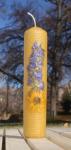 Beeswax candle with pressed flowers tall pillar