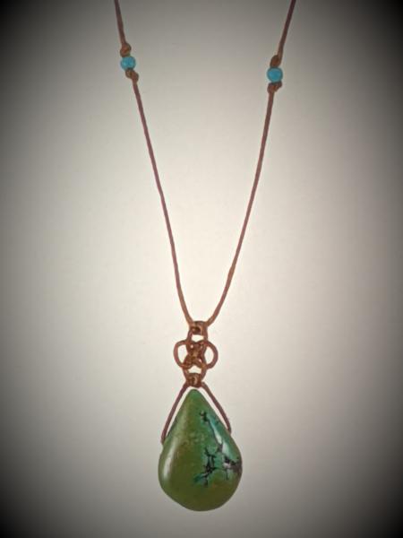 Turquoise Tear Drop Triquetra Knot Necklace picture