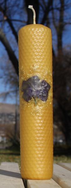 Beeswax candle with pressed flowers tall pillar