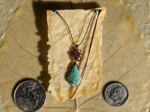 Turquoise Tear Drop Pan Chang Knot Necklace picture