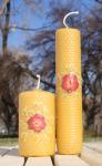 Beeswax candle with pressed flowers set of 2