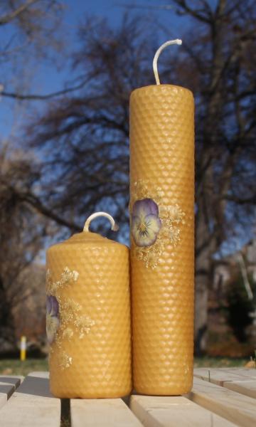 Beeswax candle with pressed flowers set of 2 picture