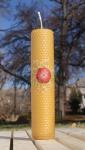 Beeswax candle with pressed flowers tall pillar