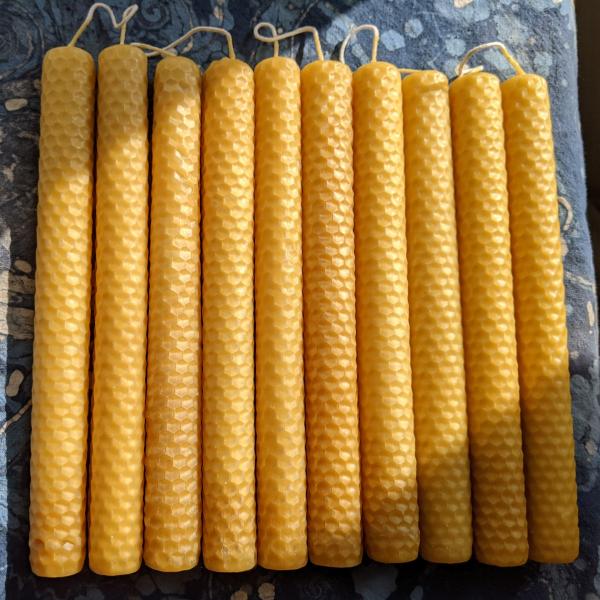 Pair of Hand Rolled Beeswax Candles picture
