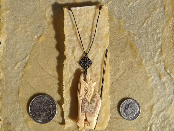 Scrimshaw Bone Elephant Celtic Knot Necklace picture