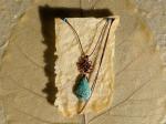 Turquoise Tear Drop Pan Chang Knot Necklace