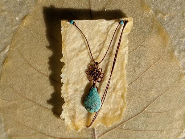 Turquoise Tear Drop Pan Chang Knot Necklace picture