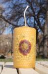 Beeswax candle with pressed flowers short pillar