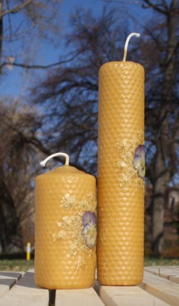 Beeswax candle with pressed flowers set of 2 picture