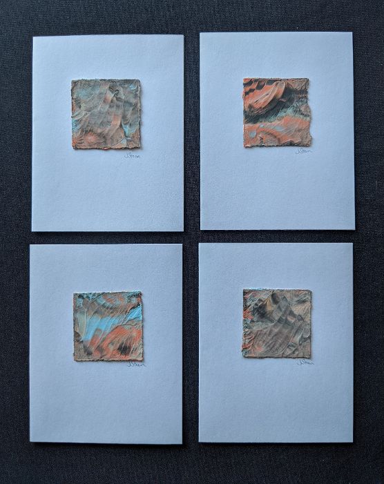 #9 Set of 4 Original Abstract Notecards - blank