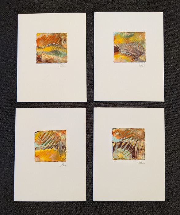 #39 Set of 4 Original Abstract Notecards - blank