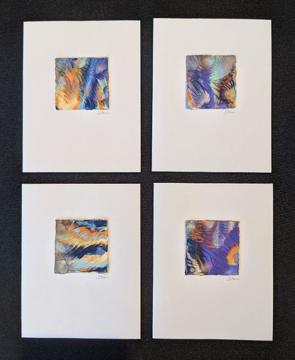 #13 Set of 4 Original Abstract Notecards - blank