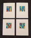 #38 Set of 4 Original Abstract Notecards - blank