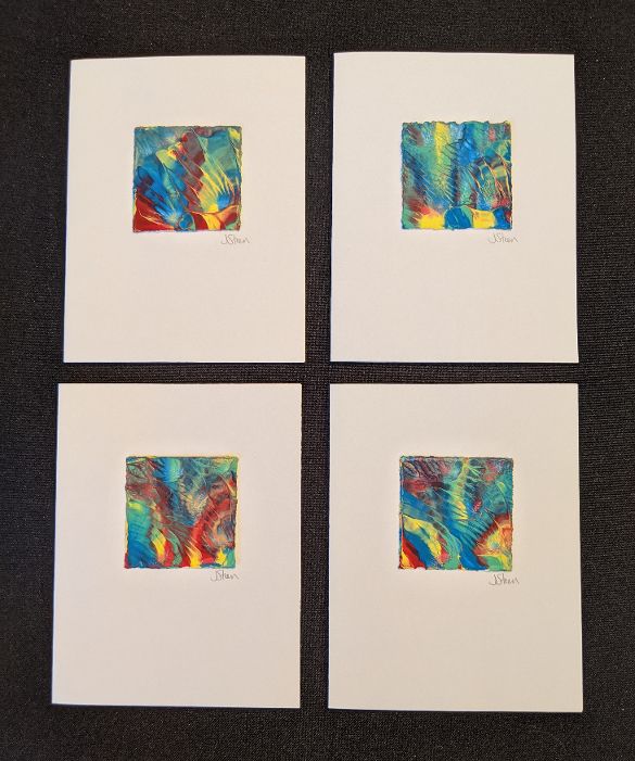 #38 Set of 4 Original Abstract Notecards - blank