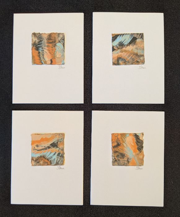 #34 Set of 4 Original Abstract Notecards - blank
