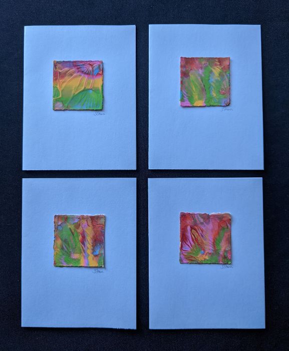 #4 Set of 4 Original Abstract Notecards - blank