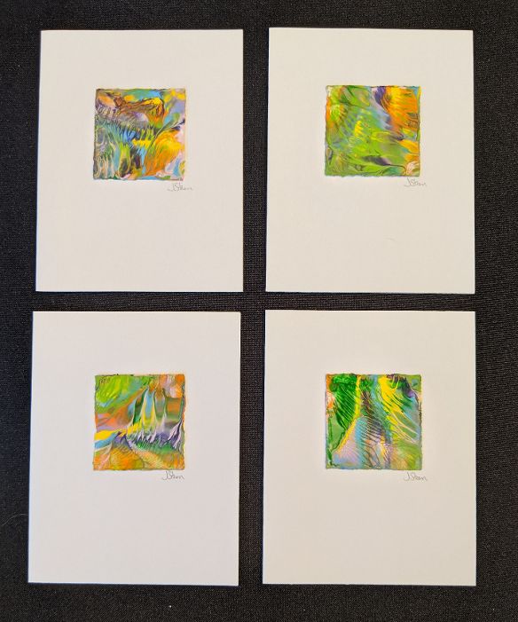#35 Set of 4 Original Abstract Notecards - blank