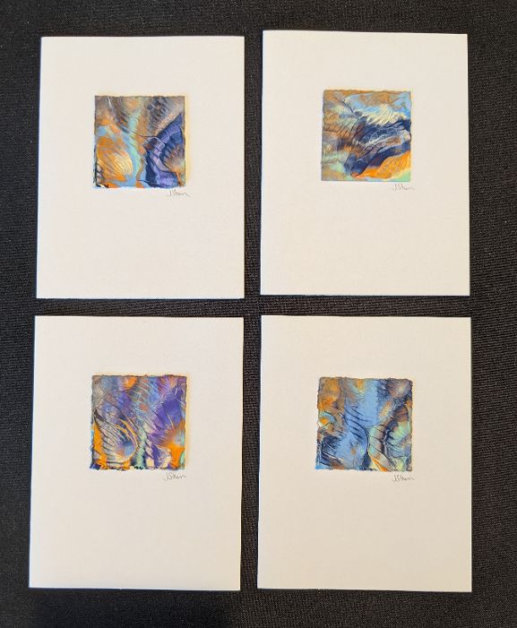 #11 Set of 4 Original Abstract Notecards - blank