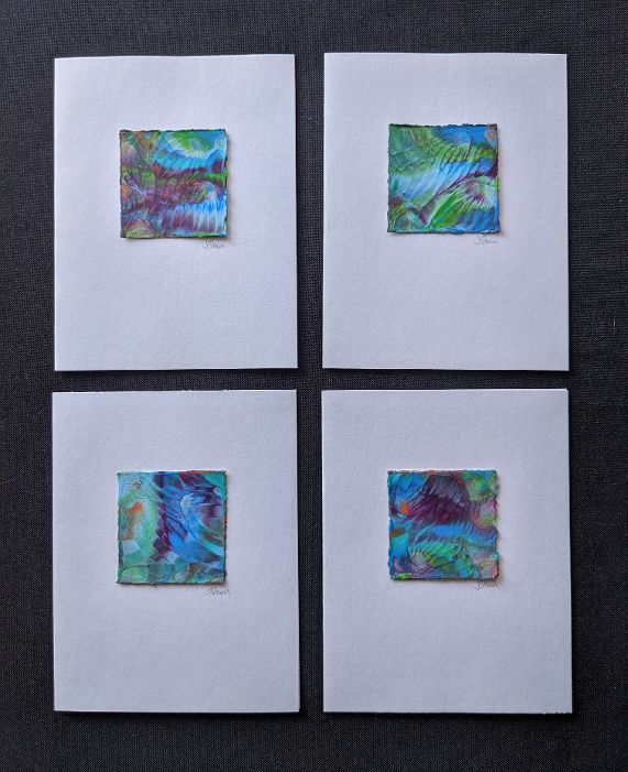 #3 Set of 4 Original Abstract Notecards - blank