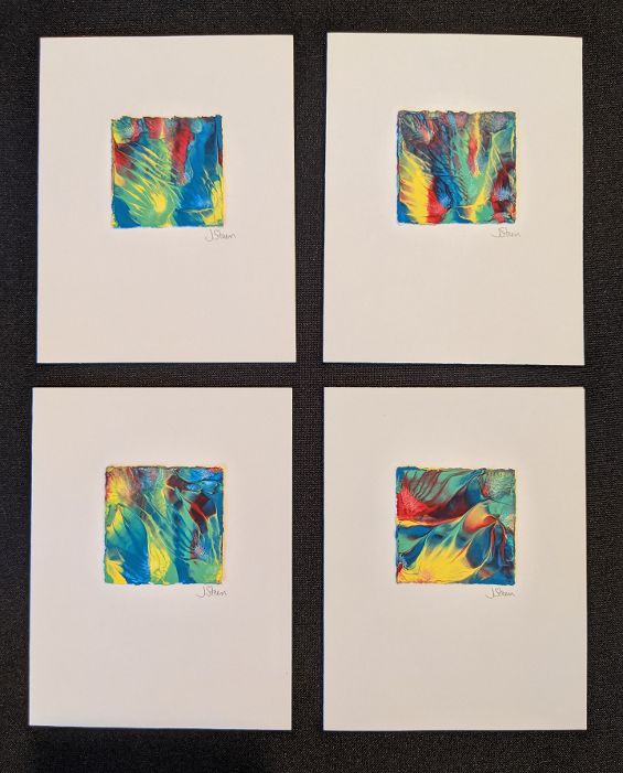 #28 Set of 4 Original Abstract Notecards - blank