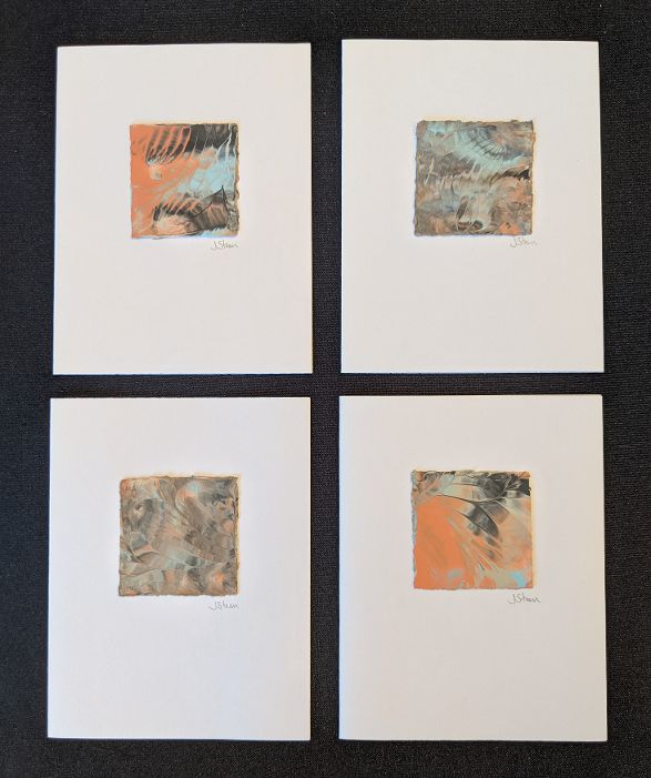#17 Set of 4 Original Abstract Notecards - blank