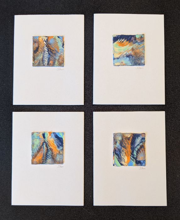 #15 Set of 4 Original Abstract Notecards - blank