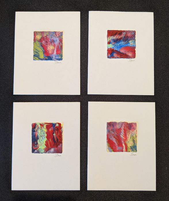 #26 Set of 4 Original Abstract Notecards - blank