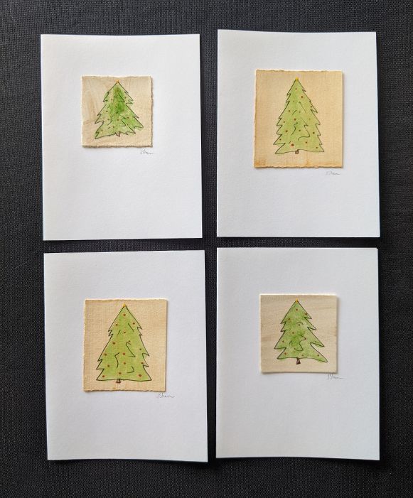 #5 Set of 4 Original Christmas Notecards, Blank