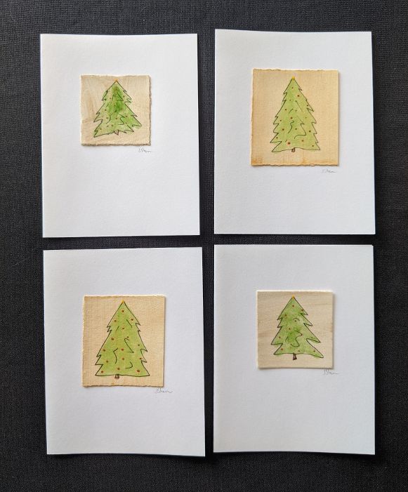 #5 Set of 4 Original Christmas Notecards, Blank picture