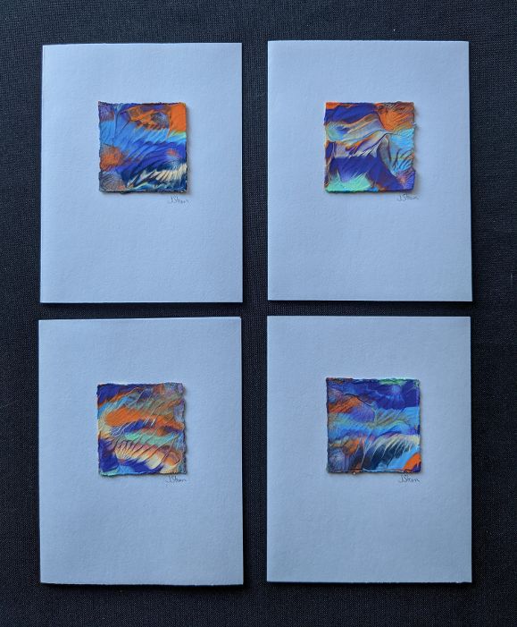 #8 Set of 4 Original Abstract Notecards - blank