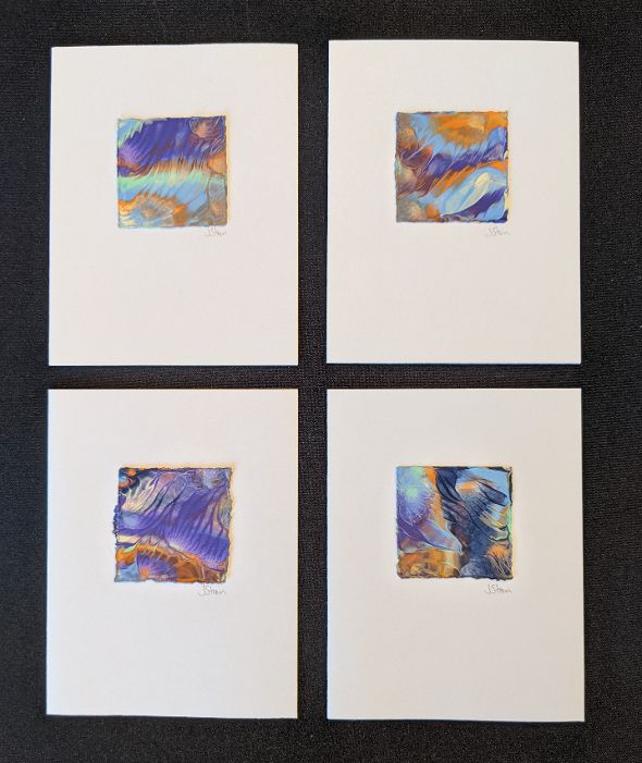 #14 Set of 4 Original Abstract Notecards - blank