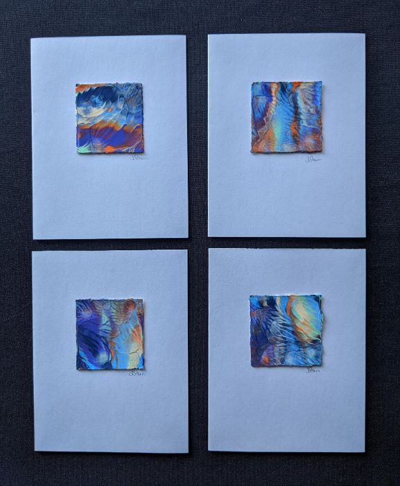 #5 Set of 4 Original Abstract Notecards - blank