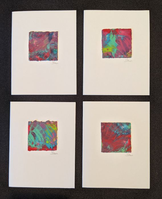 #31 Set of 4 Original Abstract Notecards - blank