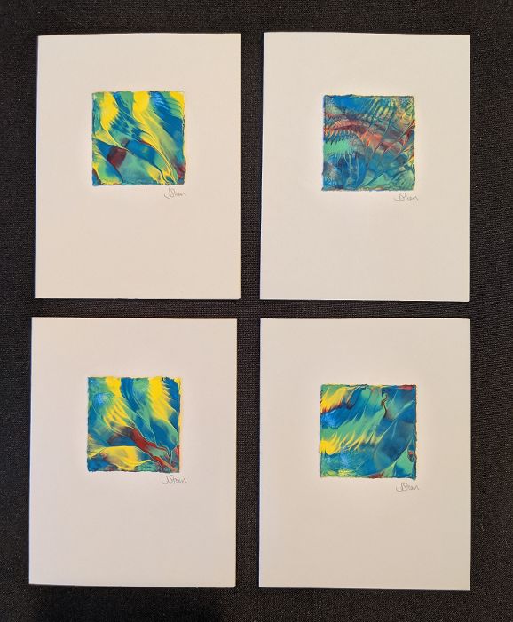 #32 Set of 4 Original Abstract Notecards - blank