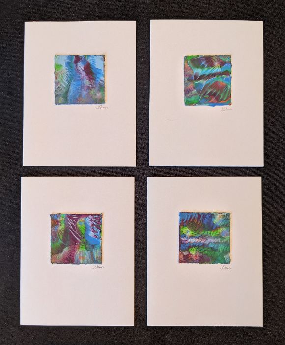 #12 Set of 4 Original Abstract Notecards - blank