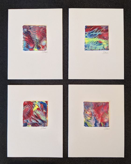 #21 Set of 4 Original Abstract Notecards - blank