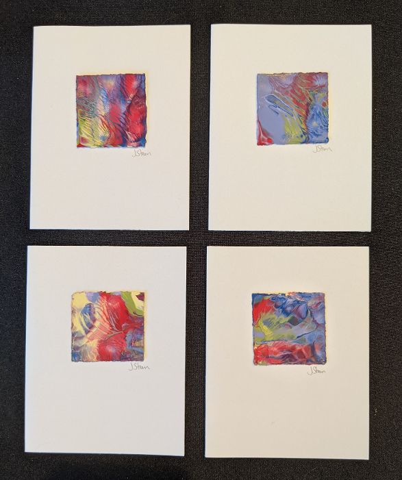 #29 Set of 4 Original Abstract Notecards - blank