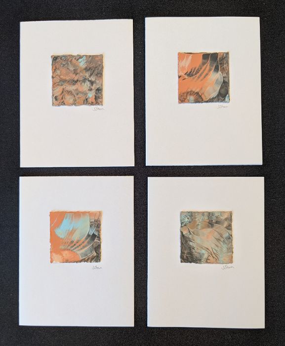 #18 Set of 4 Original Abstract Notecards - blank