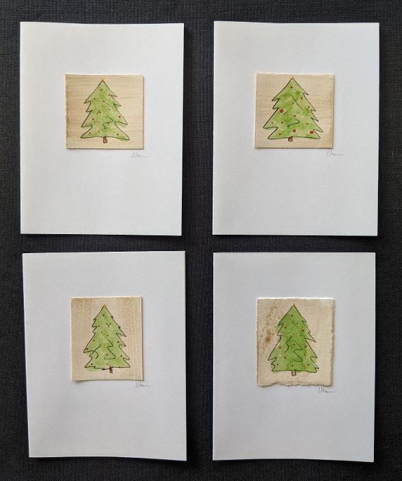 #2 Set of 4 Original Christmas Notecards, Blank