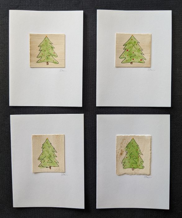 #2 Set of 4 Original Christmas Notecards, Blank picture