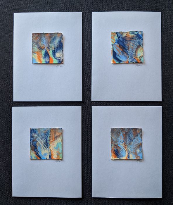 #1 Set of 4 Original Abstract Notecards - blank