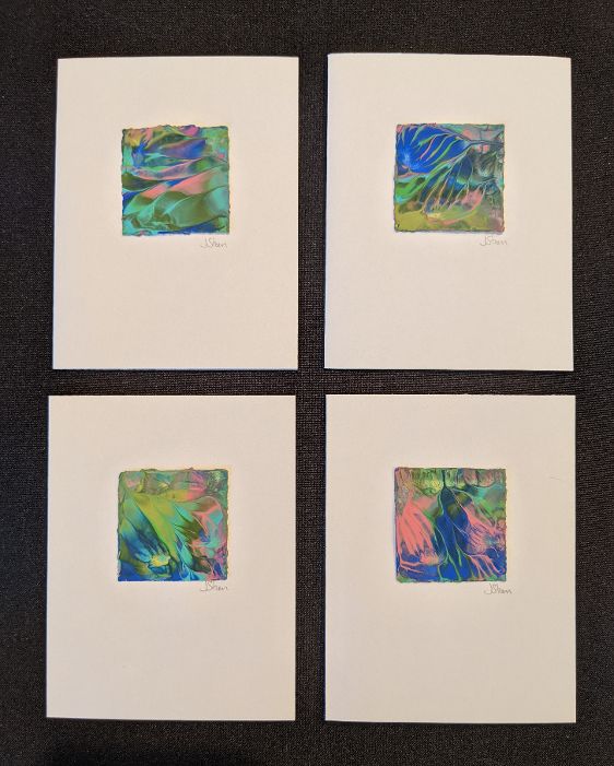 #37 Set of 4 Original Abstract Notecards - blank