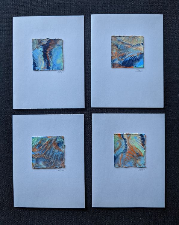 #10 Set of 4 Original Abstract Notecards - blank