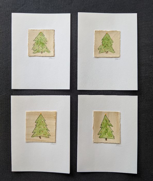 #4 Set of 4 Original Christmas Notecards, Blank picture