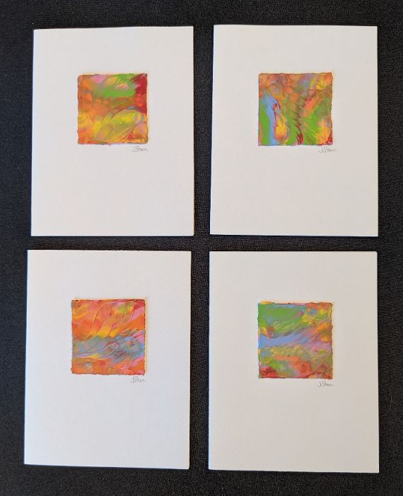 #16 Set of 4 Original Abstract Notecards - blank